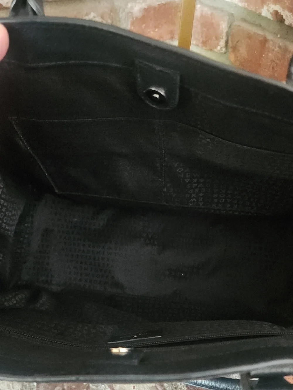 Kate Spade Black Pebbled Leather Tote Zip Front Pocket Work Bag Classic Shopper